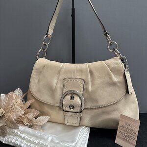 Coach Soho F17219 Shoulder Bag Champagne Dusted Metallic Leather +bonus wristlet